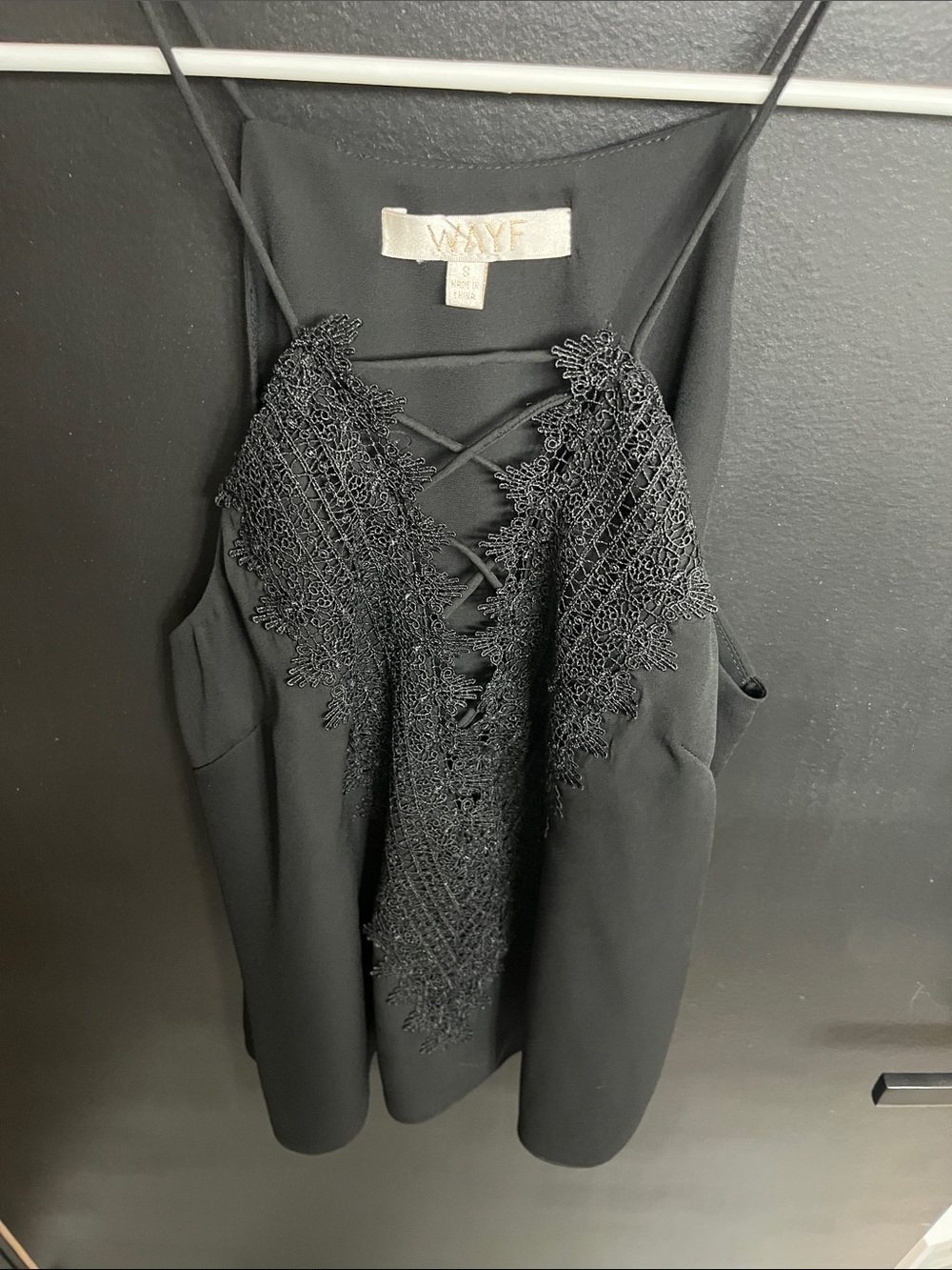 WAYF Black Lace-Front Halter Camisole
